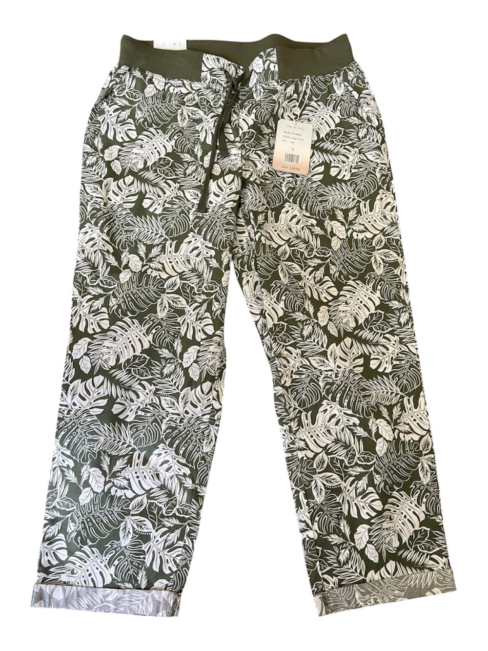 Palm rio Capri Sage Green Drawstring Utility Pants size 12 new